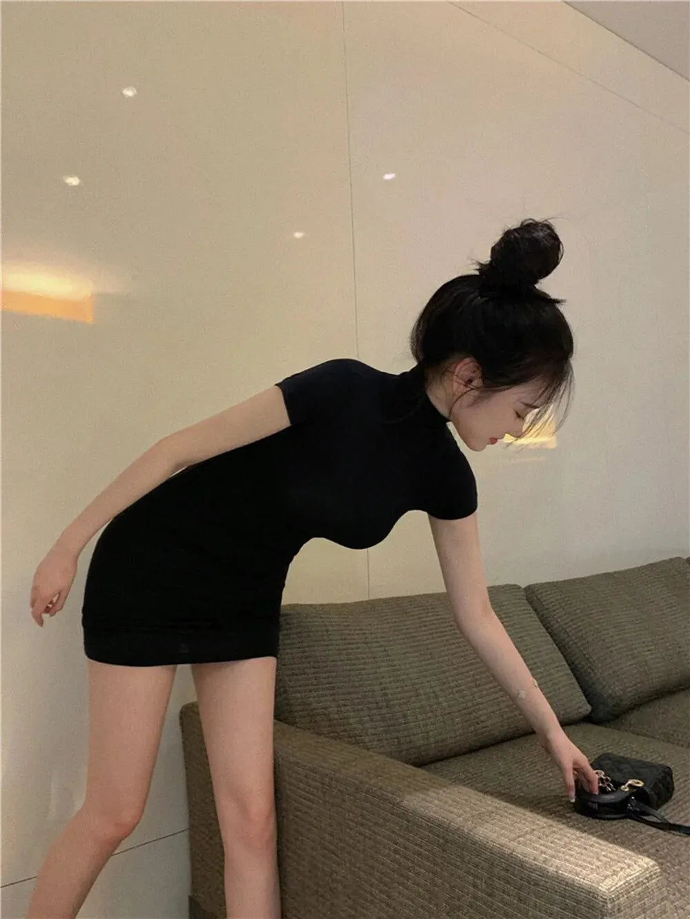 High Neck Short Sleeve Bodycon Dress – Club & Date Night Outfit