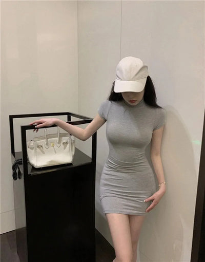 High Neck Short Sleeve Bodycon Dress – Club & Date Night Outfit