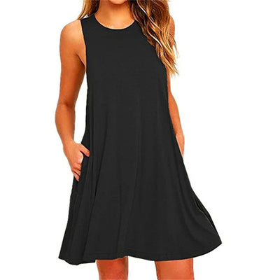 Sleeveless Pleated T-Shirt Dress – Summer Casual & Beach