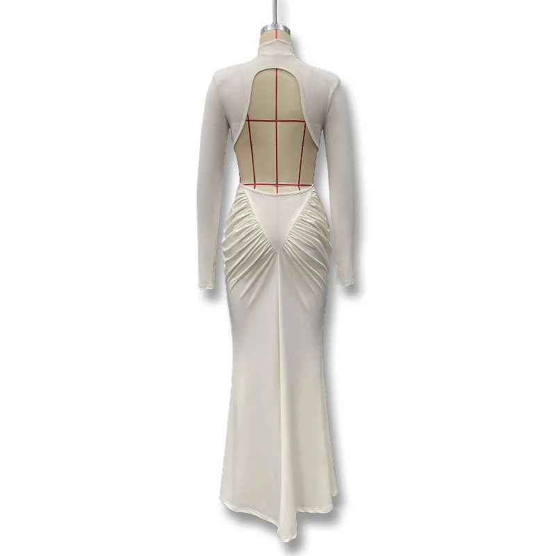 Backless Long Sleeve Bodycon Dress – Elegant Party Outfit