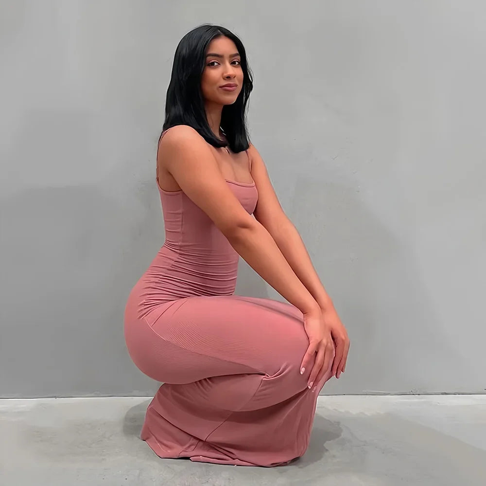 Sleeveless Backless Bodycon Maxi Dress – Summer Elegant Outfit
