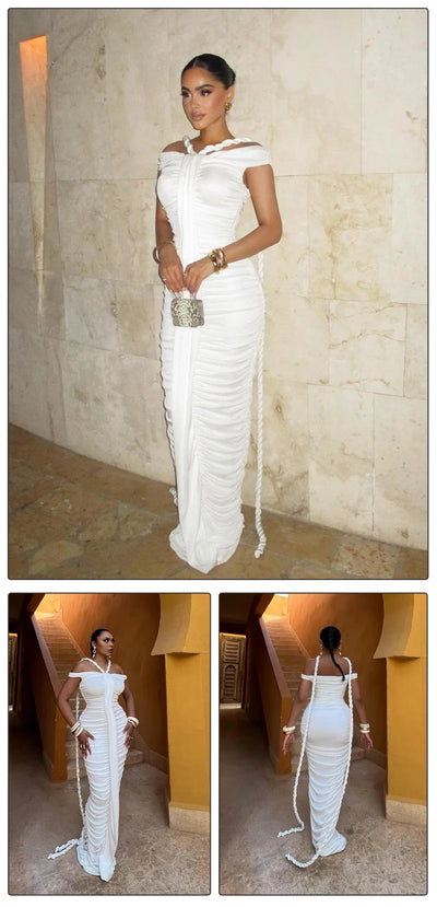Off Shoulder Ruched Bodycon Dress – Elegant Evening & Party Gown