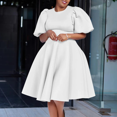 O-Neck Pleated Midi Dress – Elegant Party Outfit