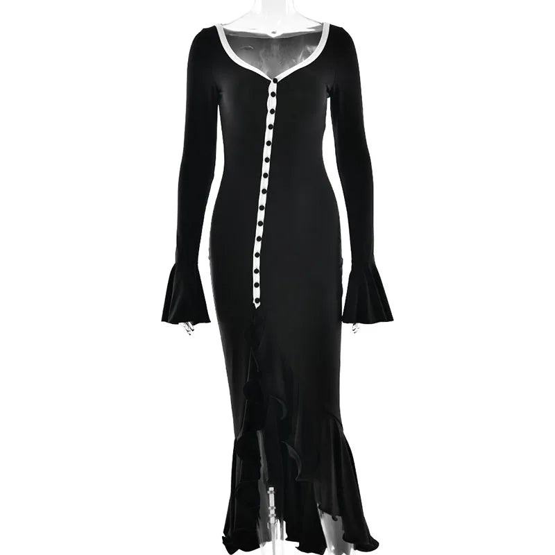 Deep V-Neck Bodycon Maxi Dress – Sexy Streetwear & Party Style