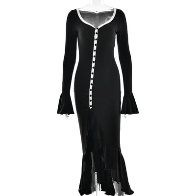 Deep V-Neck Bodycon Maxi Dress – Sexy Streetwear & Party Style