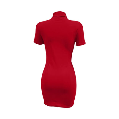 High Neck Bodycon Dress – Short Sleeve Fitted Club & Date Night Outfit