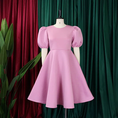 O-Neck Pleated Midi Dress – Elegant Party Outfit