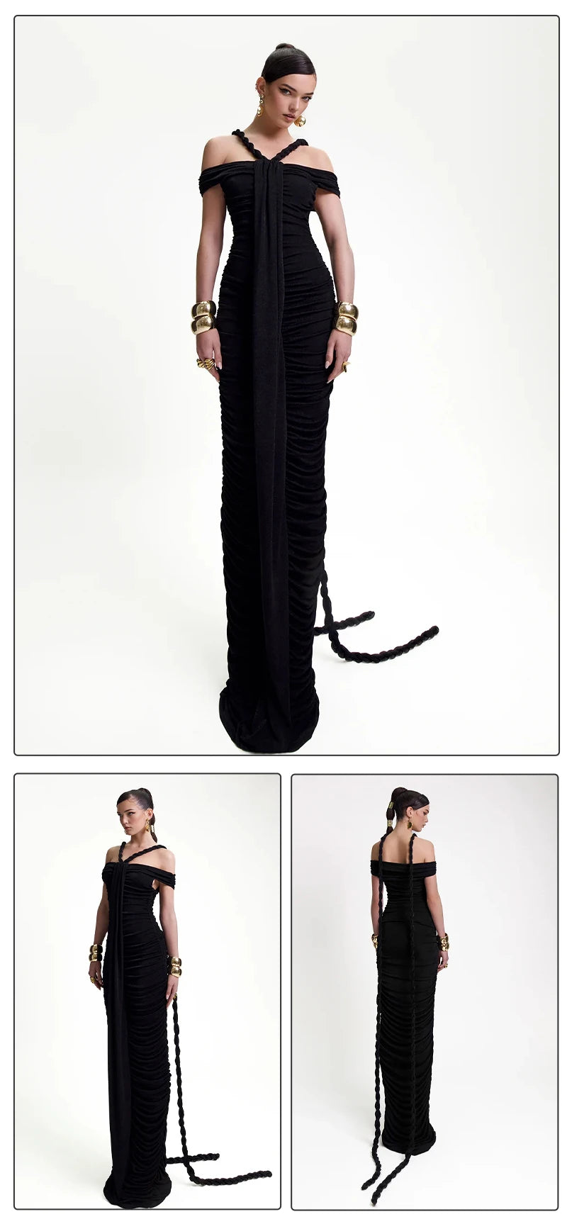 Off Shoulder Ruched Bodycon Dress – Elegant Evening & Party Gown