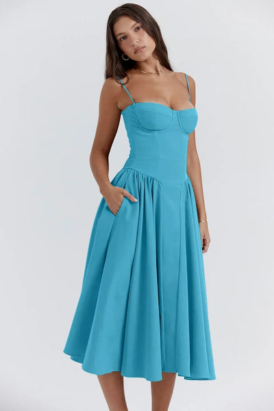 Floral Corset Maxi Dress – Elegant Summer Style