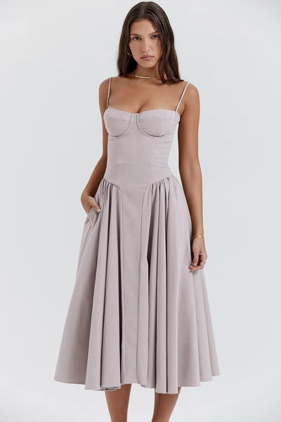 Floral Corset Maxi Dress – Elegant Summer Style
