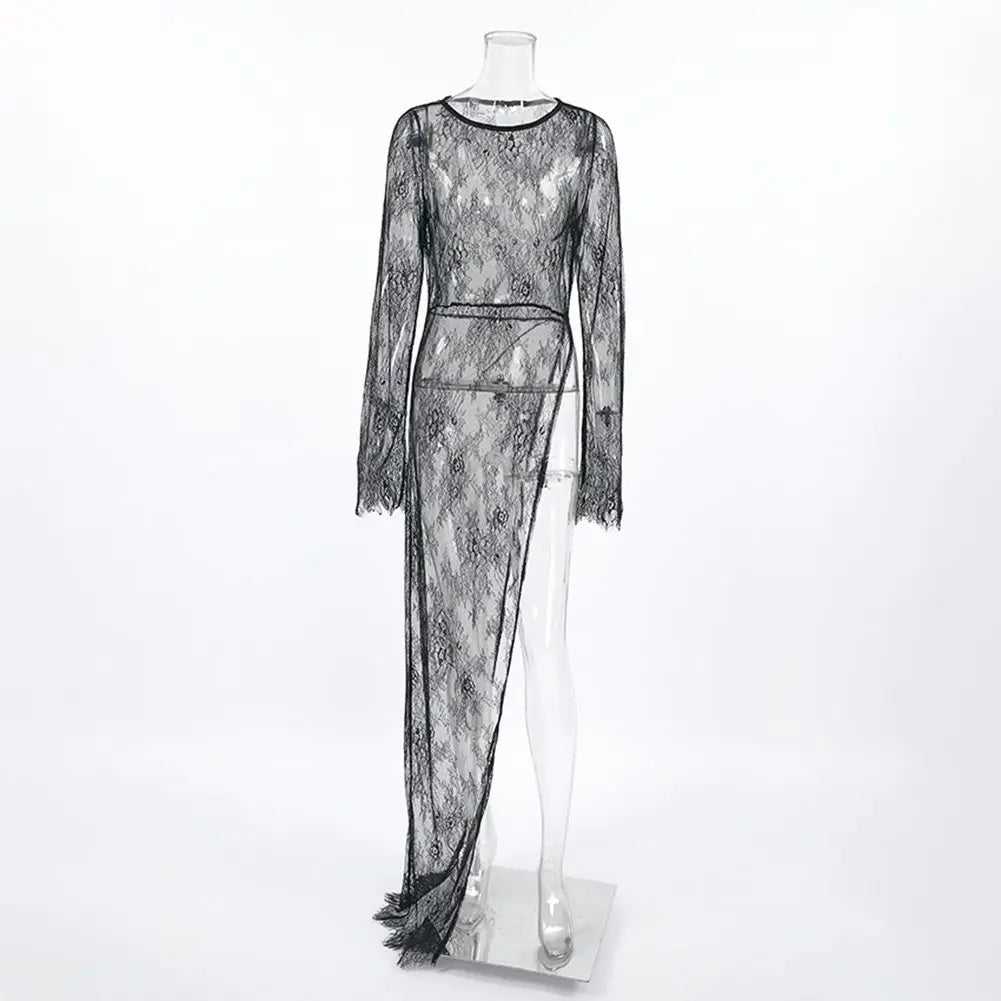 Black Lace High Street Evening Dress