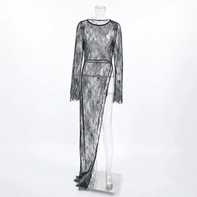 Black Lace High Street Evening Dress