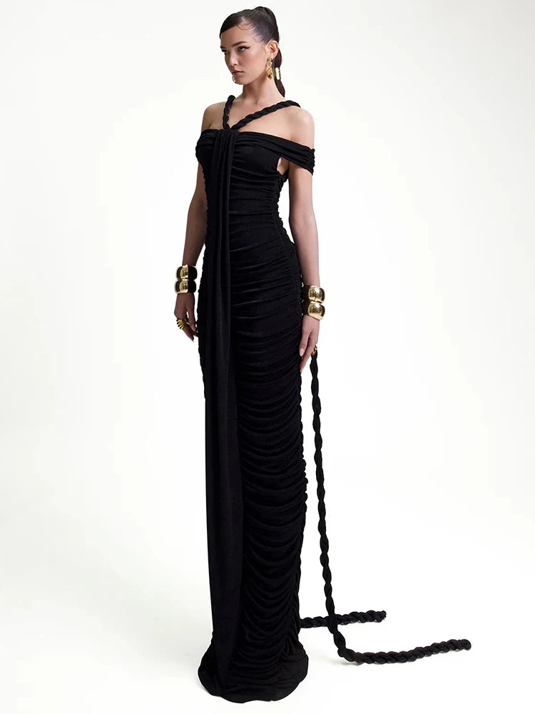 Off Shoulder Ruched Bodycon Dress – Elegant Evening & Party Gown
