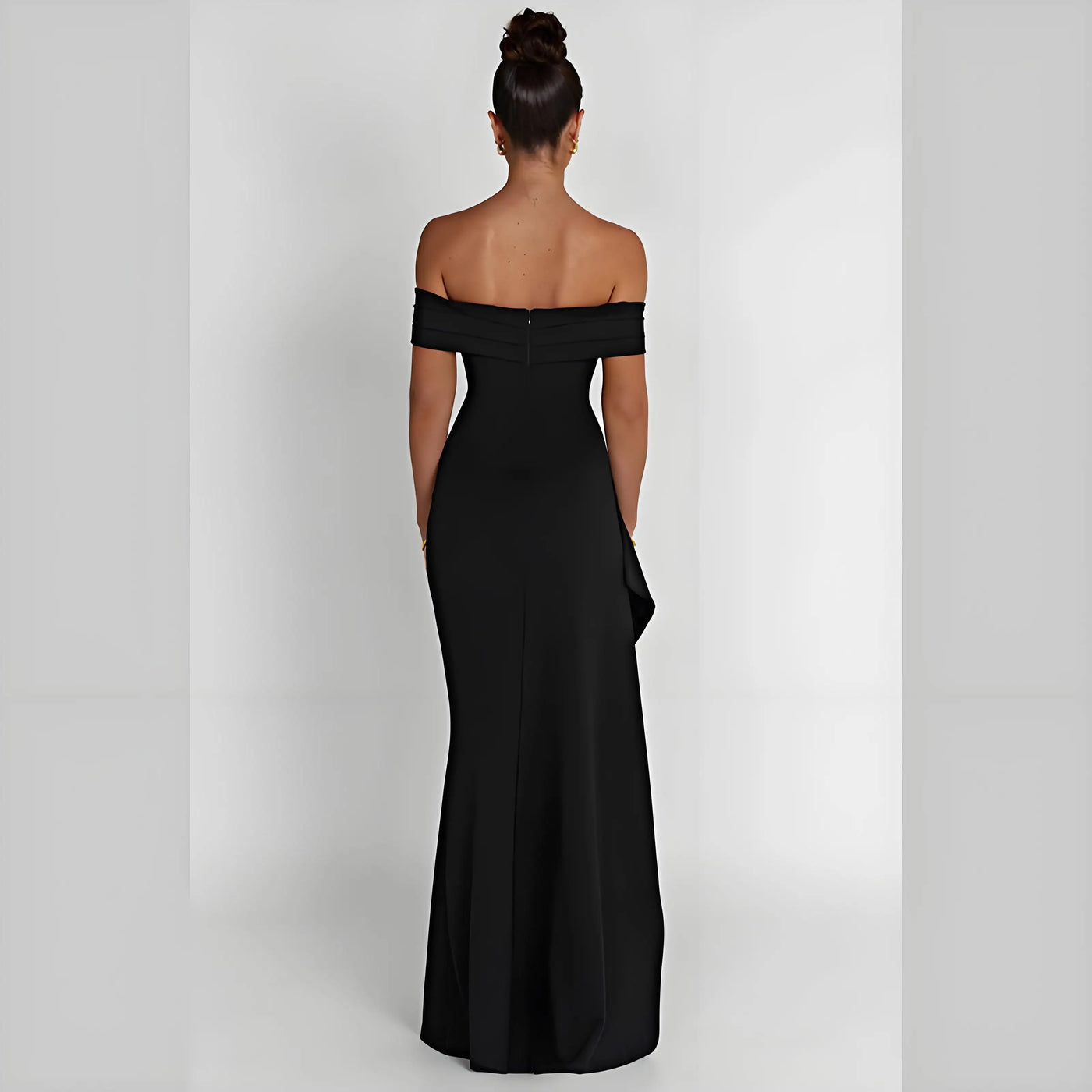 Off-Shoulder Side Slit Evening Dress – Elegant Party
