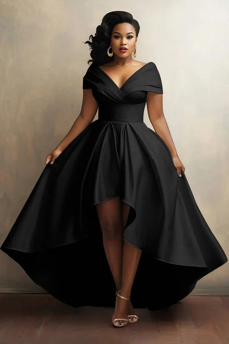 Plus Size V-Neck A-Line Evening Dress
