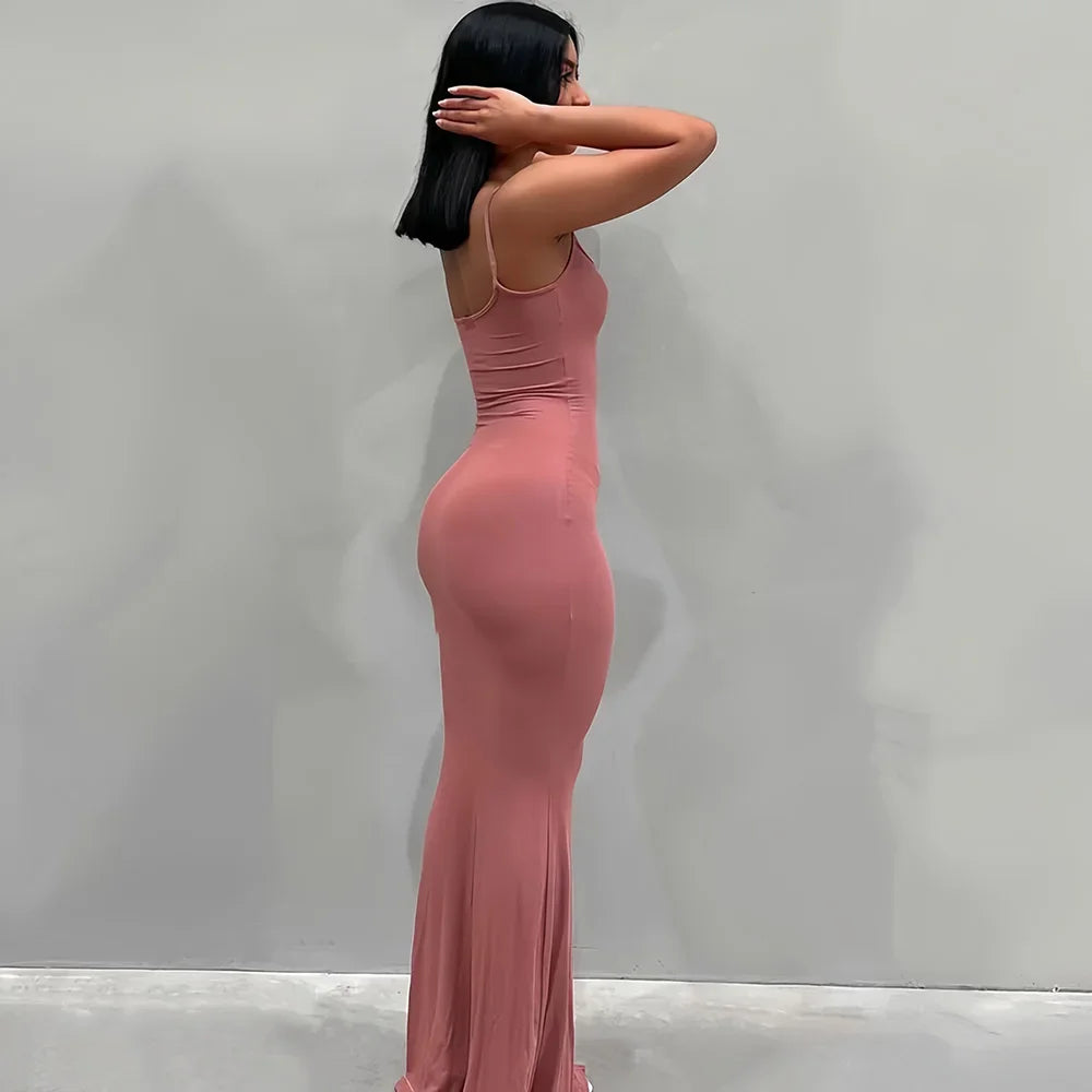 Sleeveless Backless Bodycon Maxi Dress – Summer Elegant Outfit