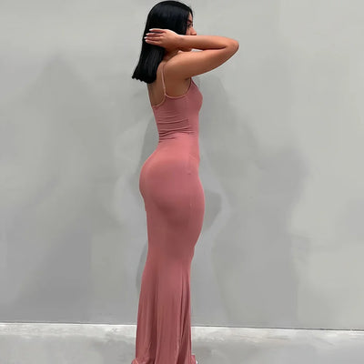 Sleeveless Backless Bodycon Maxi Dress – Summer Elegant Outfit