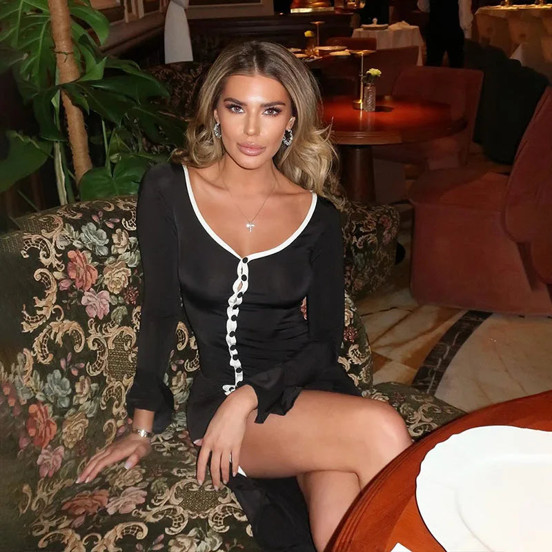 Deep V-Neck Bodycon Maxi Dress – Sexy Streetwear & Party Style