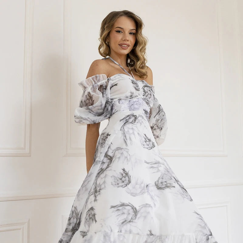 Backless Floral Bodycon Maxi Dress – Elegant Boho Summer Outfit