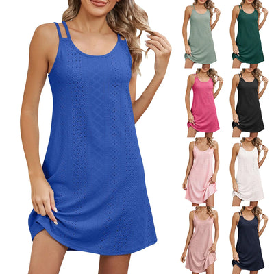 Sleeveless Hollow Out Beach Dress – Summer Vacation