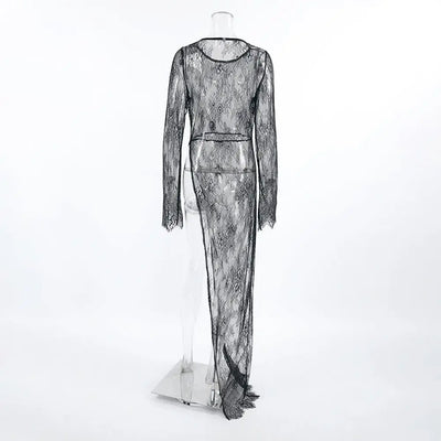 Black Lace High Street Evening Dress