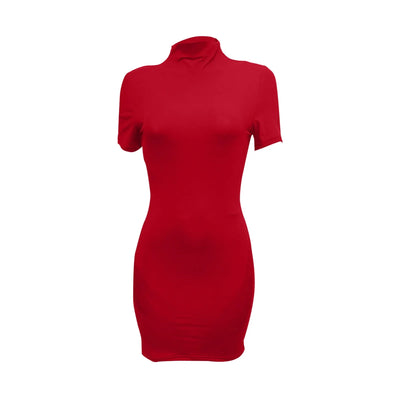 High Neck Bodycon Dress – Short Sleeve Fitted Club & Date Night Outfit