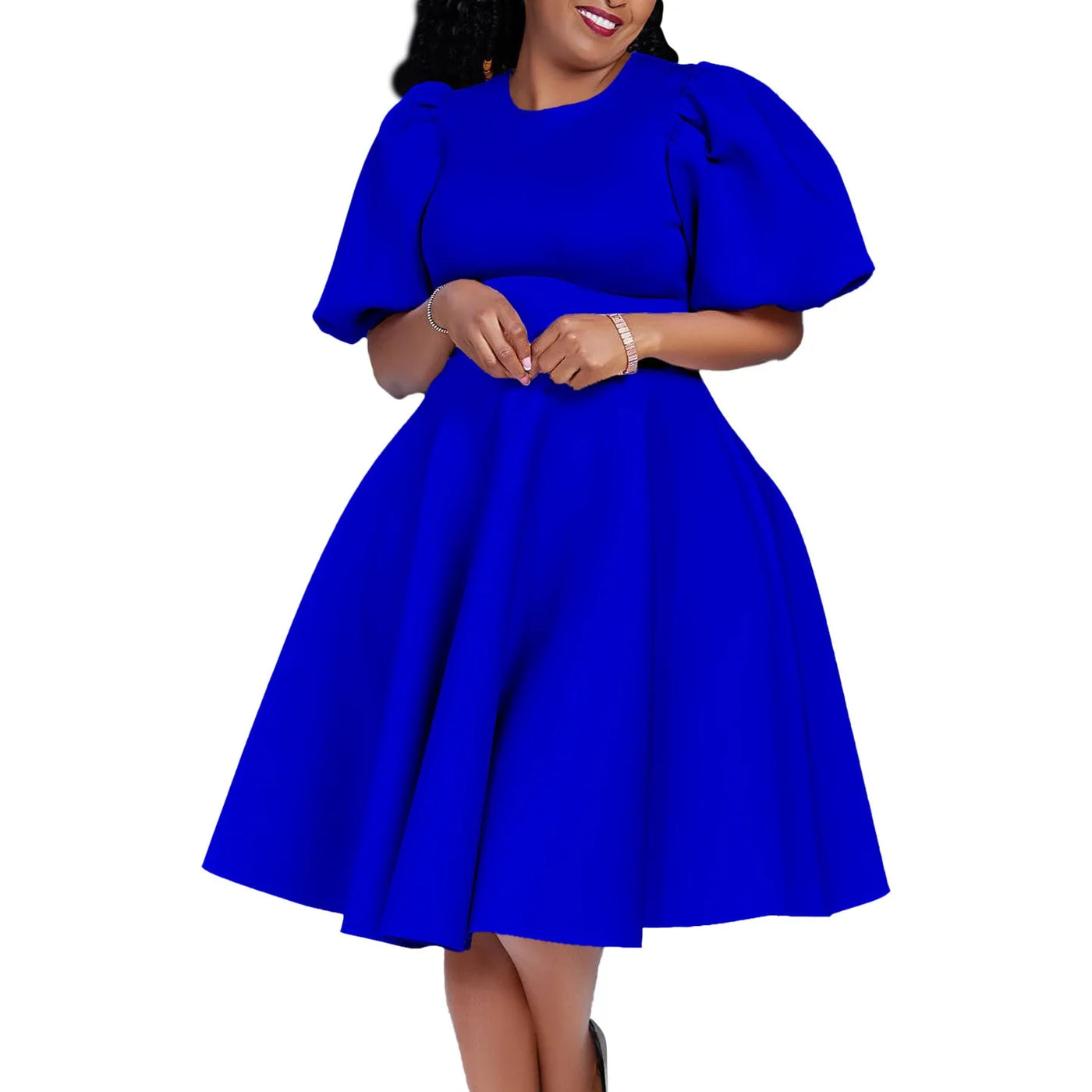 O-Neck Pleated Midi Dress – Elegant Party Outfit