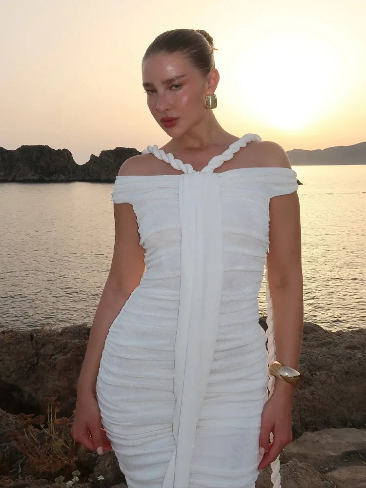 Off Shoulder Ruched Bodycon Dress – Elegant Evening & Party Gown