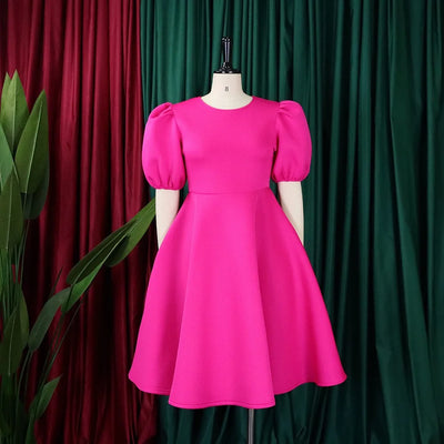 O-Neck Pleated Midi Dress – Elegant Party Outfit