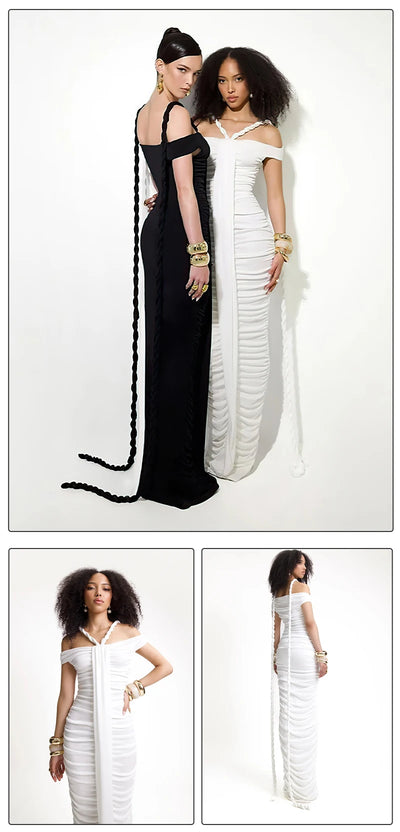 Off Shoulder Ruched Bodycon Dress – Elegant Evening & Party Gown