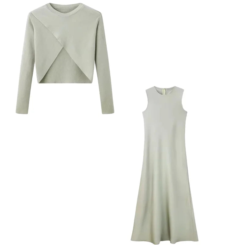Silk Satin Maxi Dress Set – Elegant Summer Outfit