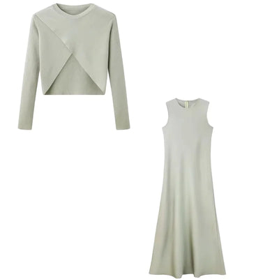 Silk Satin Maxi Dress Set – Elegant Summer Outfit