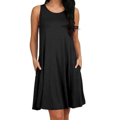 Sleeveless Pleated T-Shirt Dress – Summer Casual & Beach