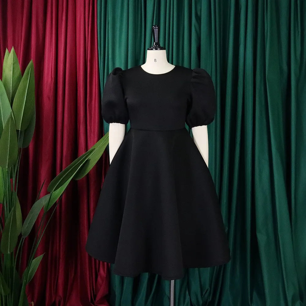 O-Neck Pleated Midi Dress – Elegant Party Outfit