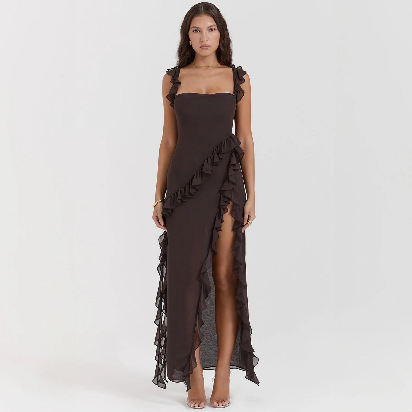 Backless High Slit Maxi Dress – Elegant Summer Party
