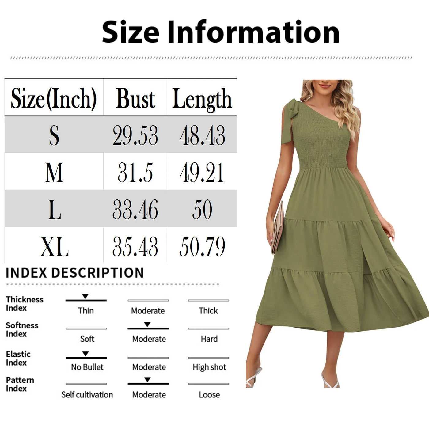 One Shoulder Smocked Midi Dress – Casual Summer