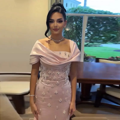 Custom Off-Shoulder Dubai Evening Gown