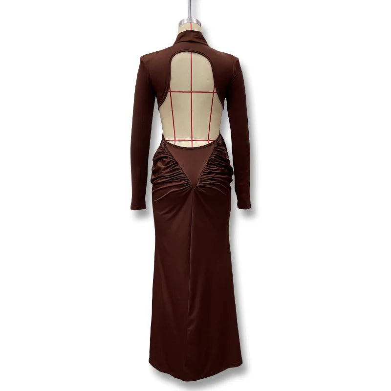 Backless Long Sleeve Bodycon Dress – Elegant Party Outfit
