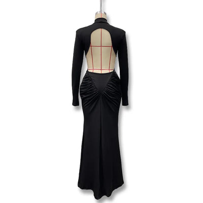 Backless Long Sleeve Bodycon Dress – Elegant Party Outfit