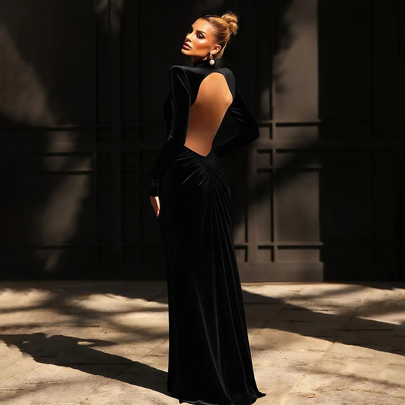 Backless Long Sleeve Bodycon Dress – Elegant Party Outfit