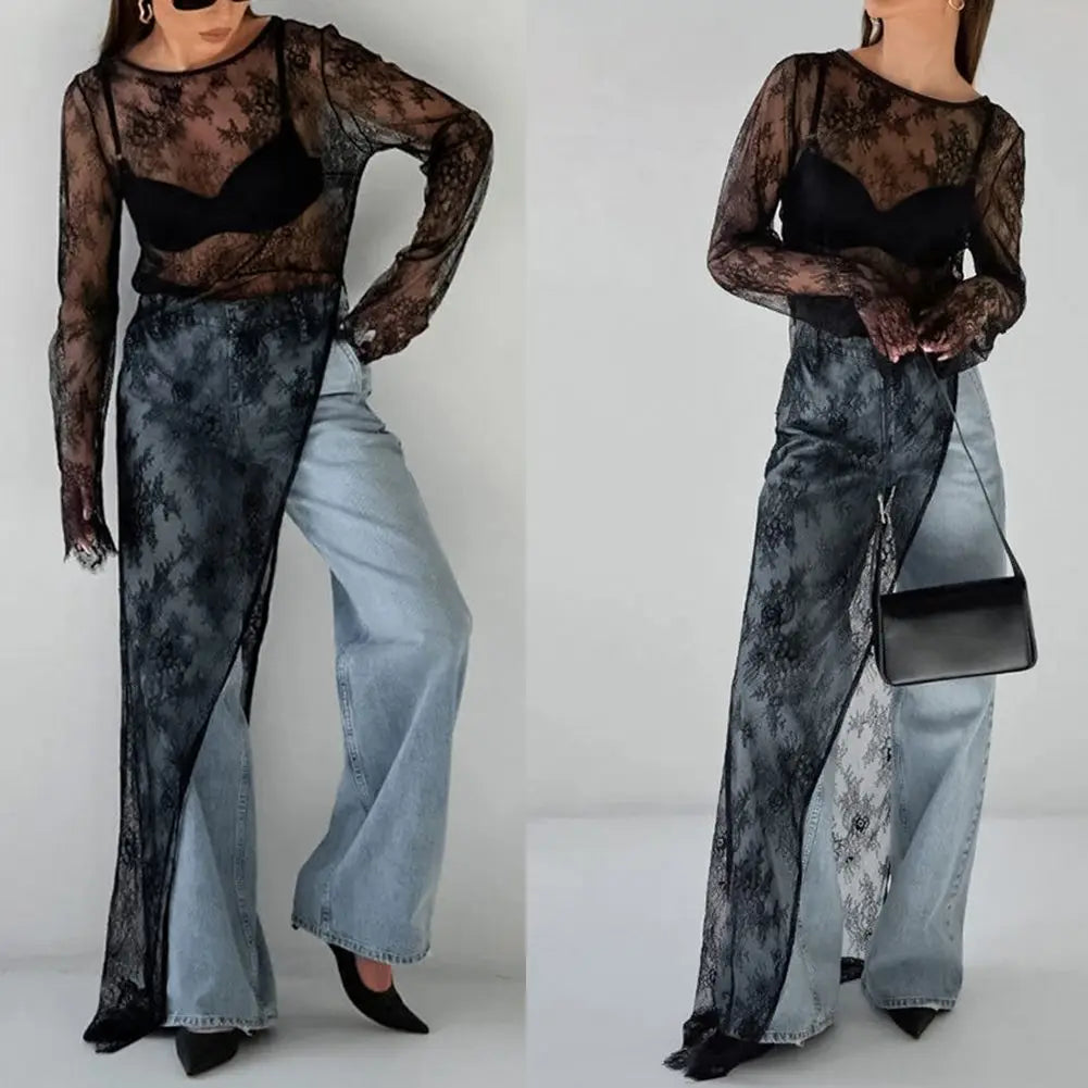 Black Lace High Street Evening Dress