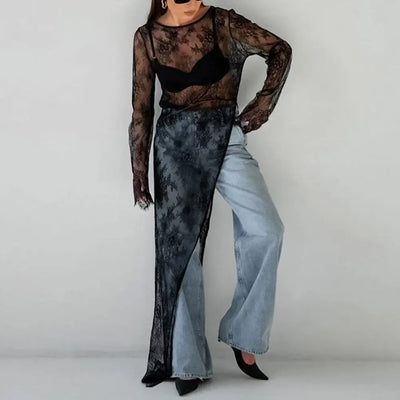 Black Lace High Street Evening Dress