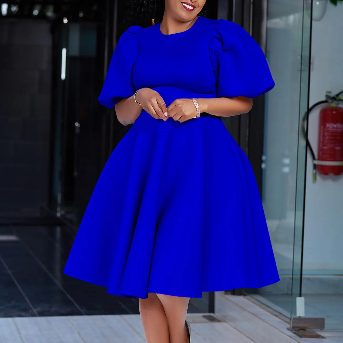 O-Neck Pleated Midi Dress – Elegant Party Outfit