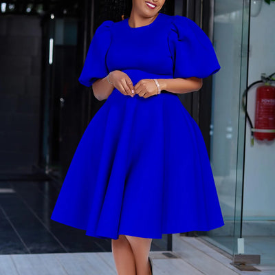 O-Neck Pleated Midi Dress – Elegant Party Outfit