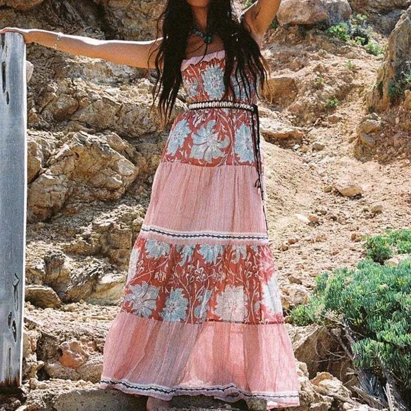 Floral Off-Shoulder Maxi Dress – Boho Summer Style