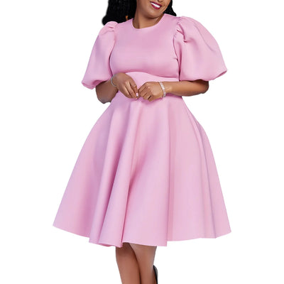 O-Neck Pleated Midi Dress – Elegant Party Outfit