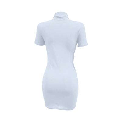 High Neck Bodycon Dress – Short Sleeve Fitted Club & Date Night Outfit