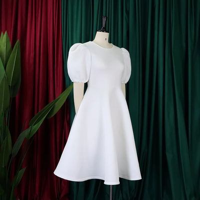O-Neck Pleated Midi Dress – Elegant Party Outfit