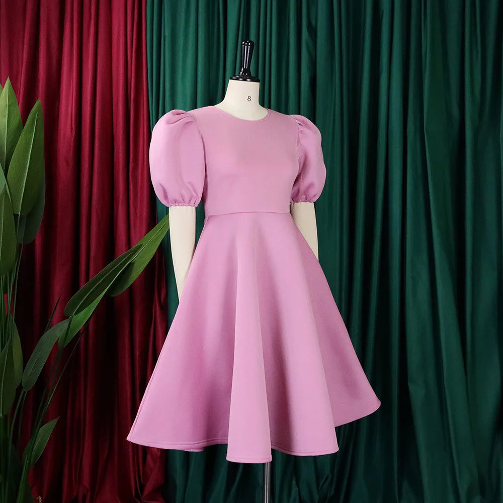 O-Neck Pleated Midi Dress – Elegant Party Outfit