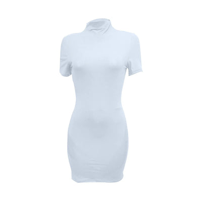 High Neck Bodycon Dress – Short Sleeve Fitted Club & Date Night Outfit